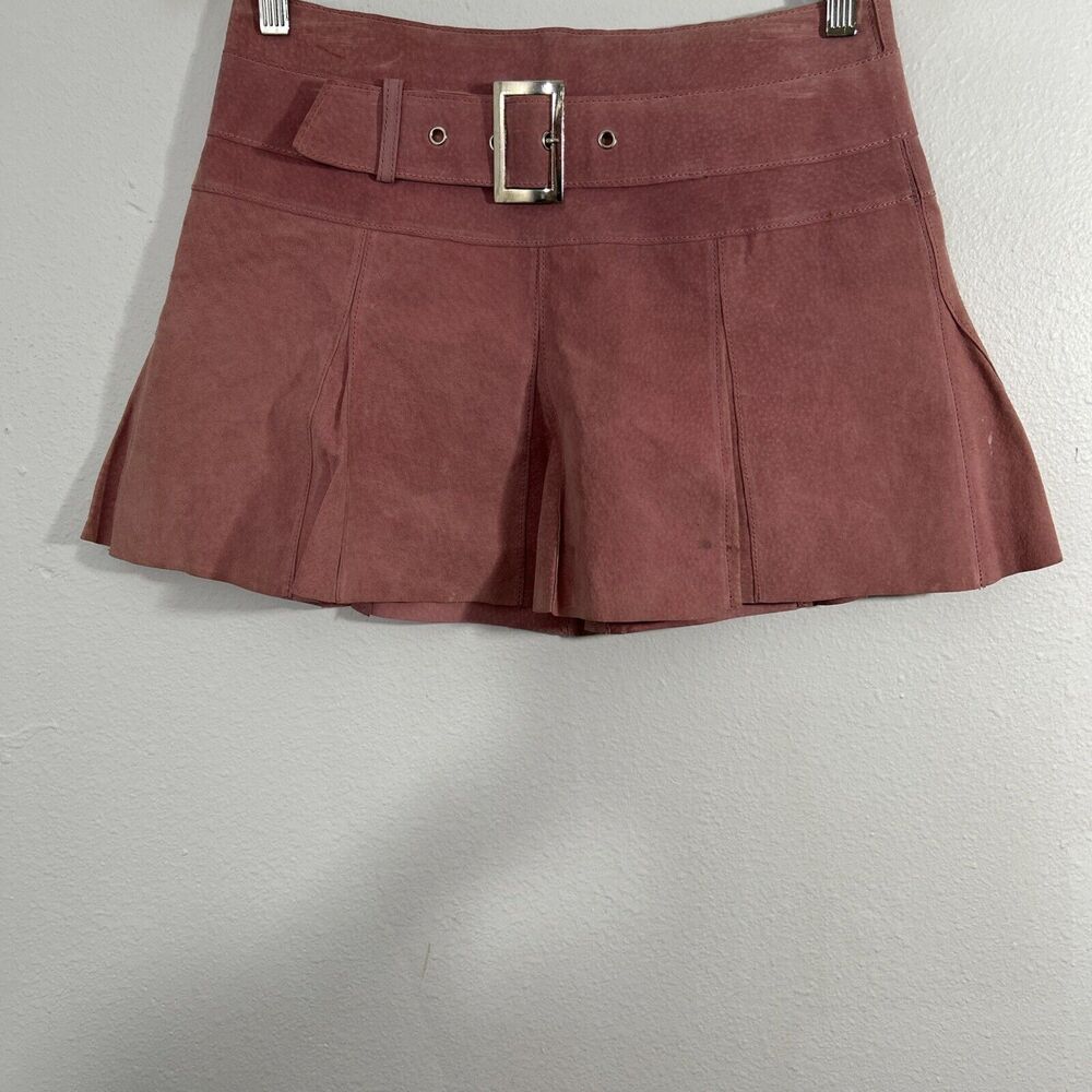 Eyeshadow Mini Skirt Womens 3 or 4 Pink Suede Pleated Barbiecore Y2K Grunge